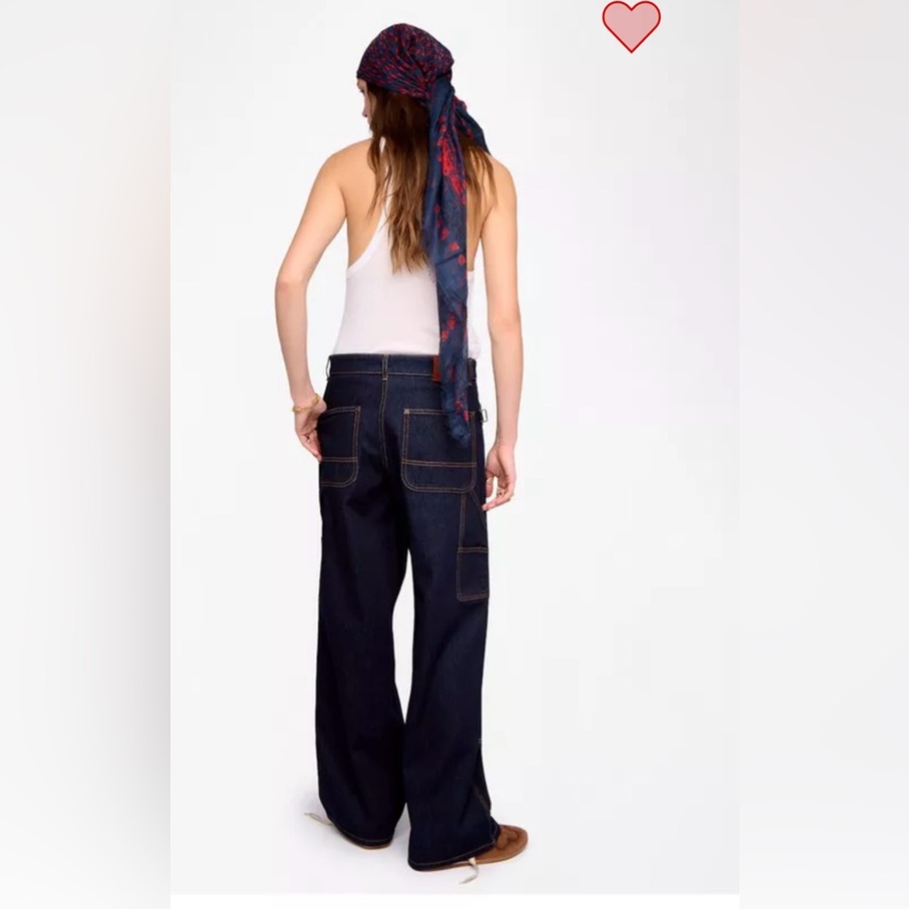 NWT Zadig & Voltaire perhaps blue denim Jeans size 24 
 wide leg women’s - Picture 2 of 14